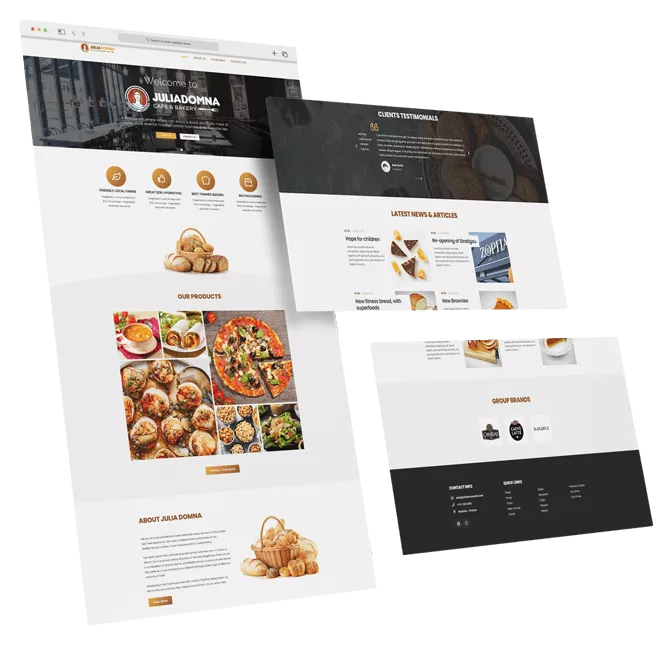 restaurant and cafe website design showing sample